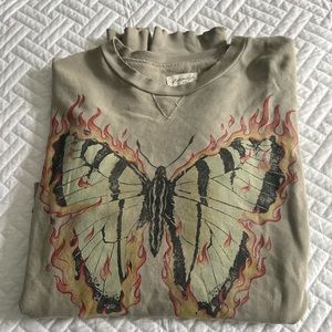 Free People olive distressed sweatshirt size M